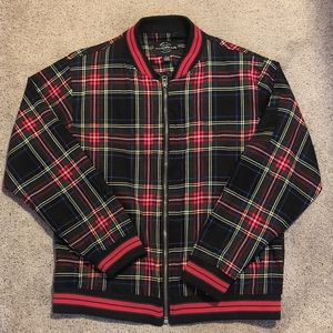 Plaid Bomber Jacket - Red and Black